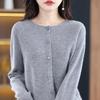 Women S Round Neck Knitted Cardigan Long Sleeve Autumn Outerwear