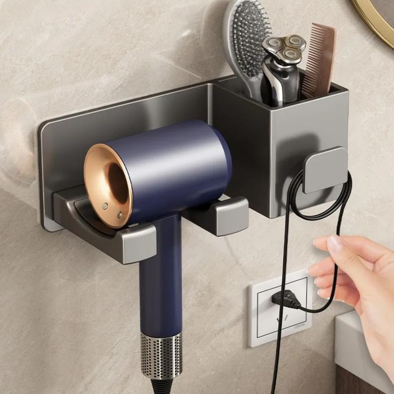 Настенный держатель для фена Полки для ванной Подставка для бритвы и фена с ящиком для хранения Органайзеры для туалета