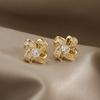 Korea New Fashion Jewelry 14K Real Gold Plating AAA Zircon Luxury Windmill Earrings Elegant Women's Prom Wedding Accessories