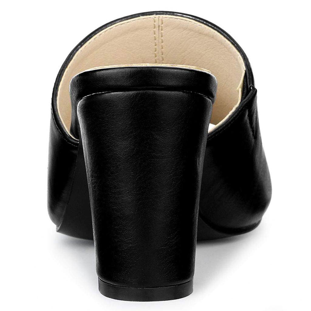 Allegra K Women's Slip-On Chunky Heel Sandals, Black, Size 26.5cm