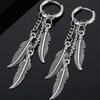 Elegant Feather Drop Earrings Hypoallergenic Stainless Steel Boho Jewelry Leaf Chain Long Tassel Hoop Earring Punk Gothic Ear Perfect