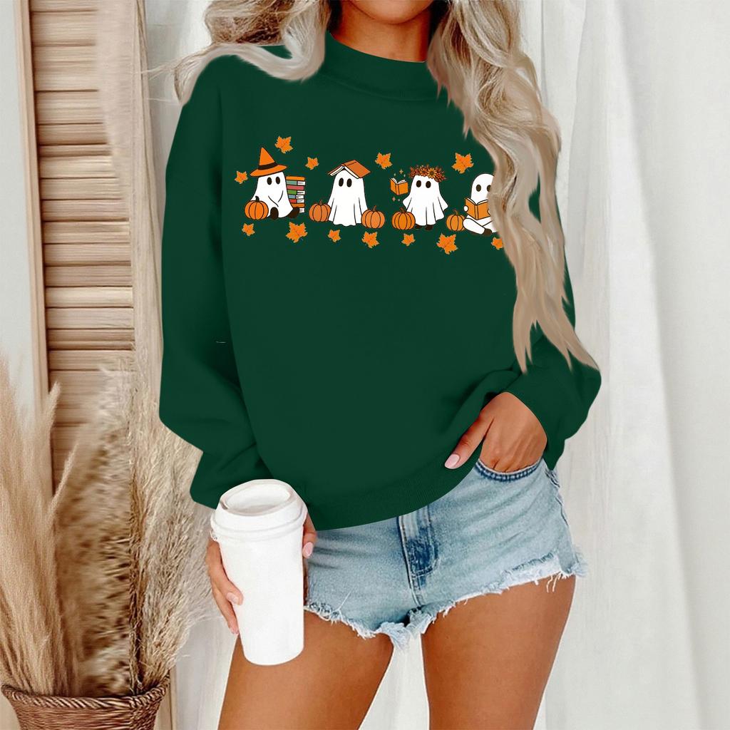 Женский повседневный модный свитшот с круглым вырезом и длинными рукавами с принтом на Хэллоуин