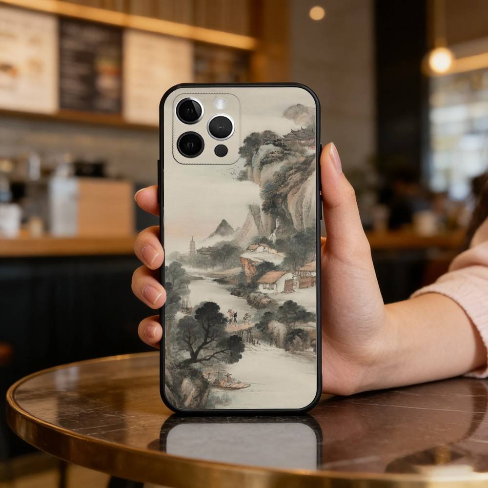 Черный мягкий силиконовый чехол для телефона в стиле C-Chinese S-Style A-Art, для iPhone 17,16,15,14,13,12,11 Plus,Pro Max,XS