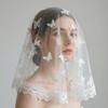 Кружевная шаль-вуаль с бабочками Повязки на голову Однотонная Сквозная вышивка цветами Платок на голову Многофункциональный Удобный в носке