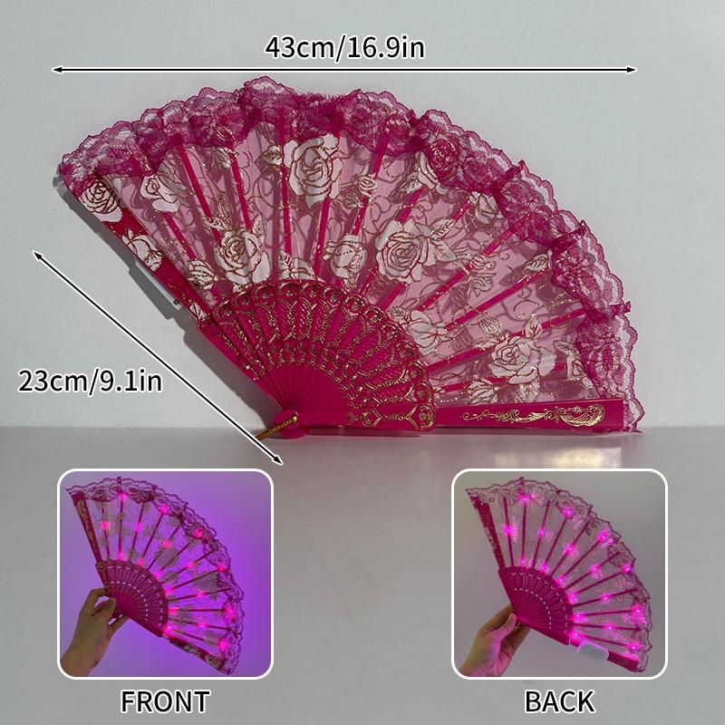 LED Wedding Hand Fans Dance Fan for Women Custom Wedding Fan Folding Hand Fan for Women Glow Fan Glow In Dark Abanicos Para Boda