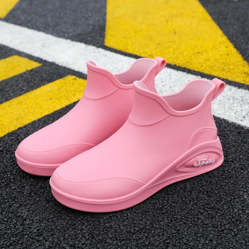 Женская легкая обувь от дождя, флисовые износостойкие резиновые туфли, модная верхняя одежда с низким верхом, короткие резиновые сапоги, нескользящая обувь для воды, мода