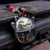 Vintage Pure Handmade Lucky Cat Car Keychain Lucky Cat Five Emperors Money Feng Shui Coins Lucky Chinatown Style Key Ring