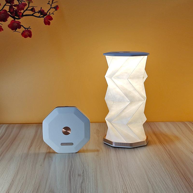 Folding Paper Latern Portable Night Light Dimmable Table Lamp Christmas Gift for Bedroom Living Room Bedside Desktop Decor Light