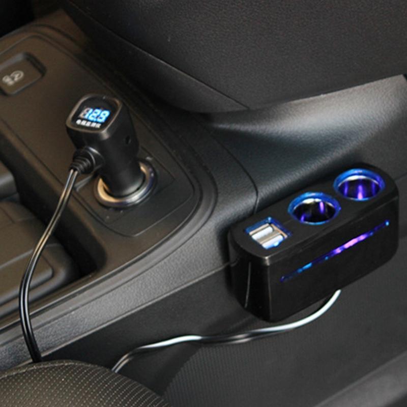 Зарядная станция для автомобиля с двойным USB-портом, 80 Вт, разветвитель питания с индикацией напряжения для грузовиков и внедорожников