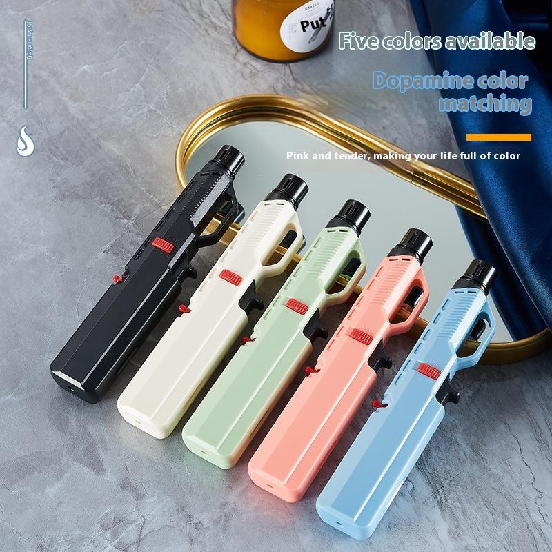 Бутановая газовая зажигалка Надувная зажигалка Ветрозащитная зажигалка-турбо, Портативная кухонная зажигалка, Маленький инструмент для кемпинга на открытом воздухе, барбекю