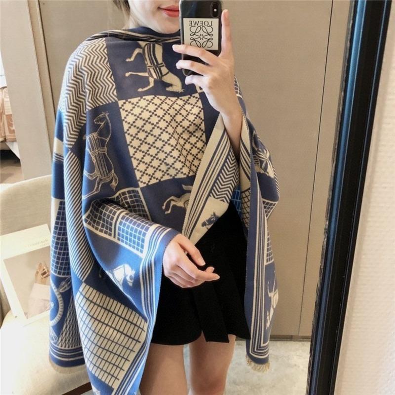 Carriage Scarf, Women's Imitation Cashmere Air Conditioner Shawl, Winter Dual-purpose Thickened Scarf, Fringed Long Style To Keep Warm