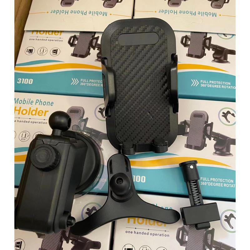 Автомобильный держатель для мобильного телефона с телескопической присоской, зажимом для воздуховыпускного отверстия и креплением из углеродного волокна для навигатора и приборной панели.