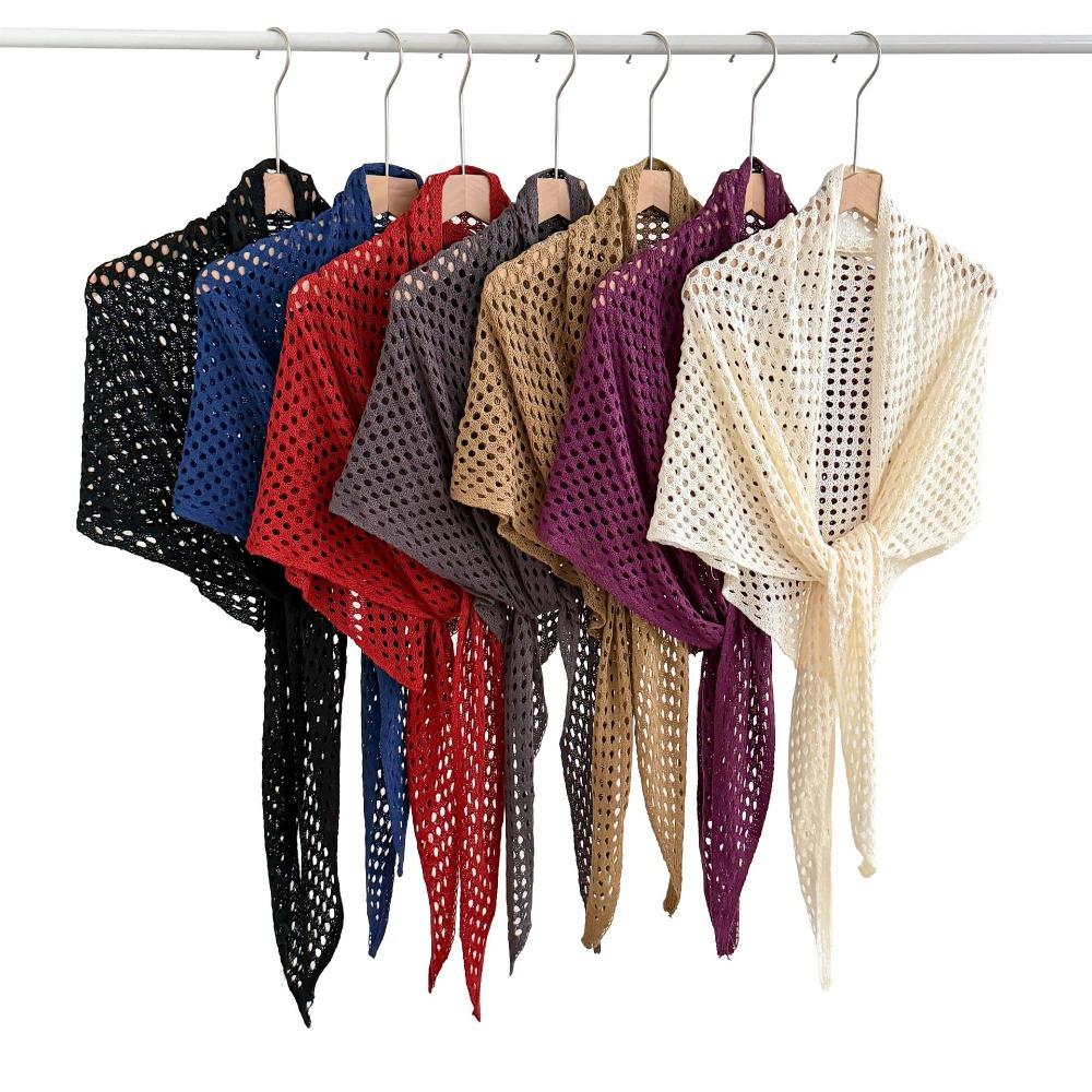Solid Color Triangle Scarf Shawl Breathable Women Shawl Wrap Fashion Knitted Scarf