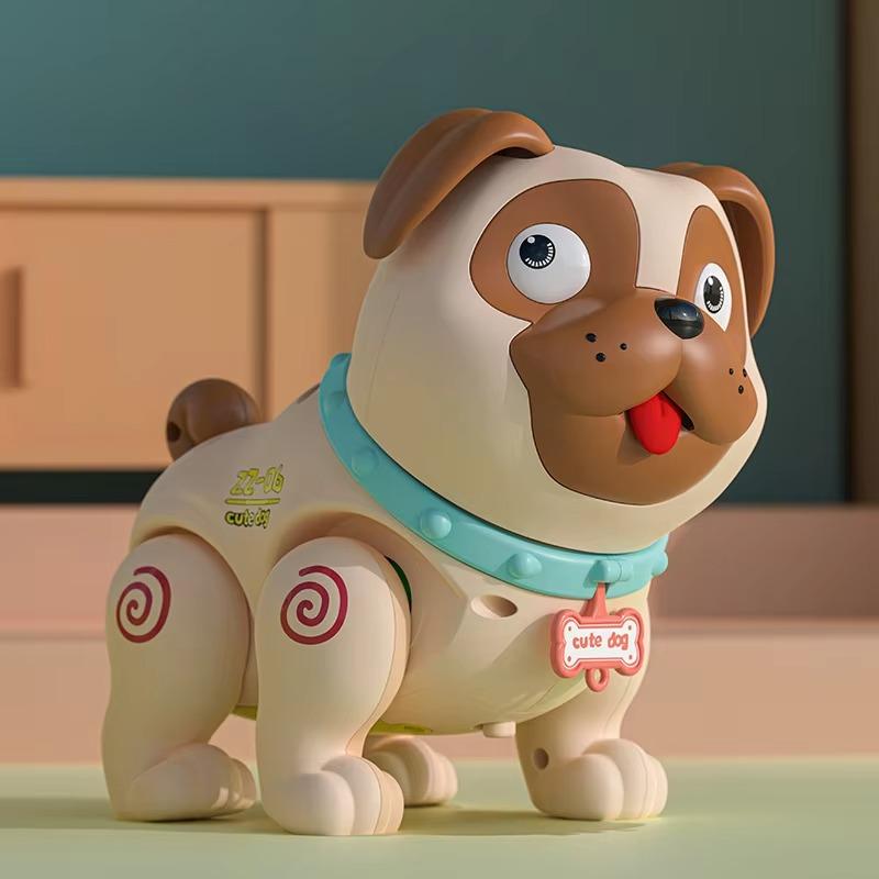 Игрушки для обучения лазанию для малышей 1 шт., детский электрический спрей, пукающий мопс, свет, музыка, имитация домашних животных