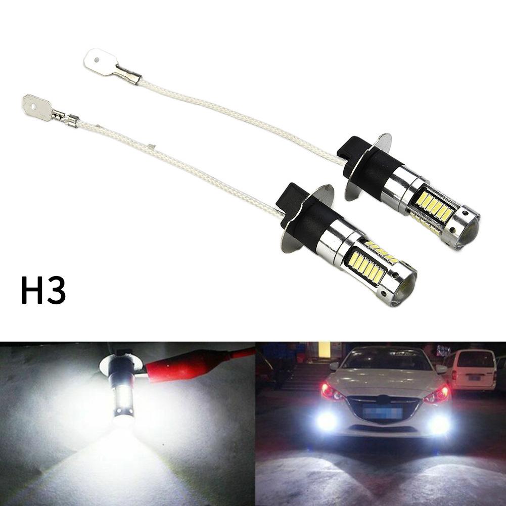 2pcs Car H3 LED Fog Lights High Power Lamps Daytime Running Light Bulbs Super Bright Canbus 6000K White Lamp Bulbs 7