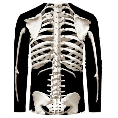 Костюм унисекс с 3D-узором и принтом большого черепа, с круглым вырезом, размер плюс, на Хэллоуин, повседневный, для вечеринок, уличный, красный, черный, зеленый, с длинным рукавом