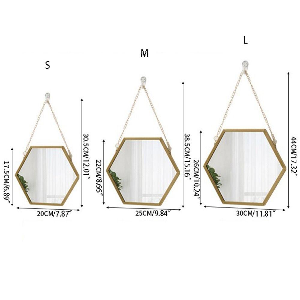Шестиугольная форма шестиугольное железное цепное зеркало железное ремесло подвесное косметическое зеркало комната