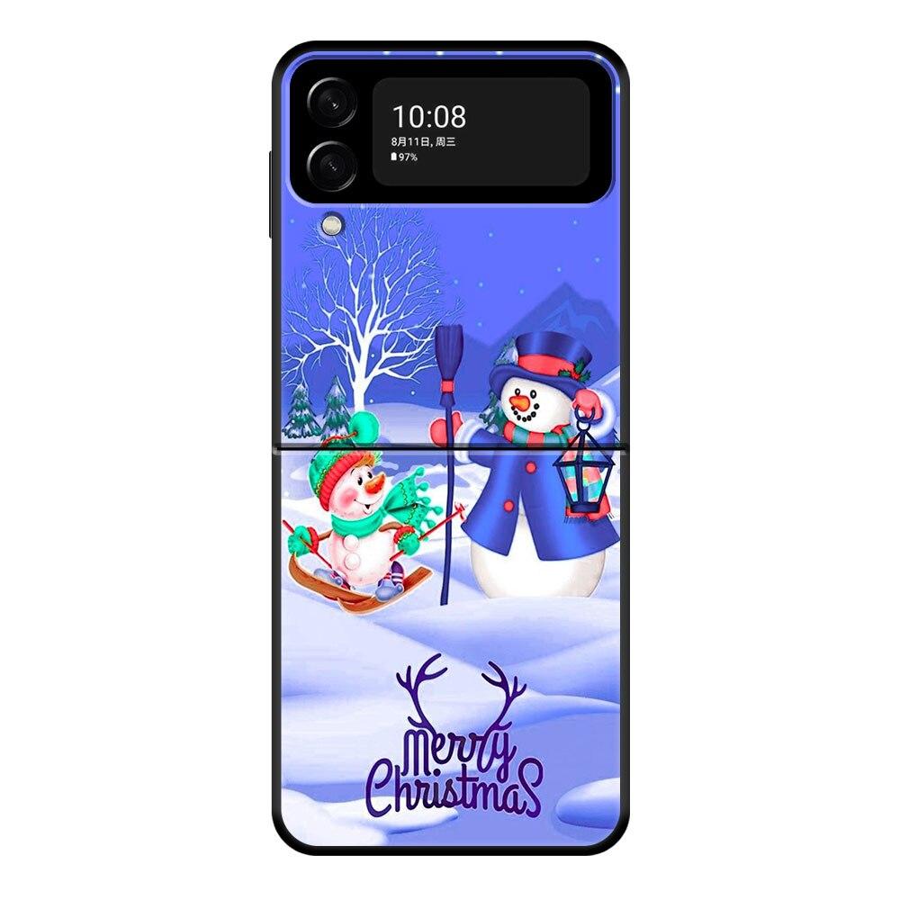 Милый Рождественский Снеговик Чехол для Телефона Для Samsung Galaxy Z Flip Z Flip3 5G Z Flip4 Твердый ПК Матовый Чехол