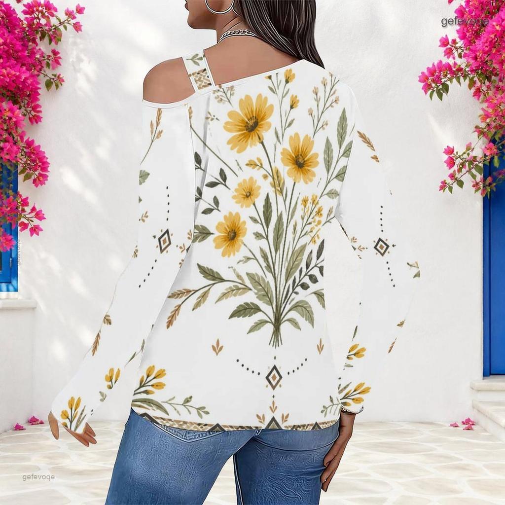 Женский топ большого размера с длинным рукавом и вырезом на груди