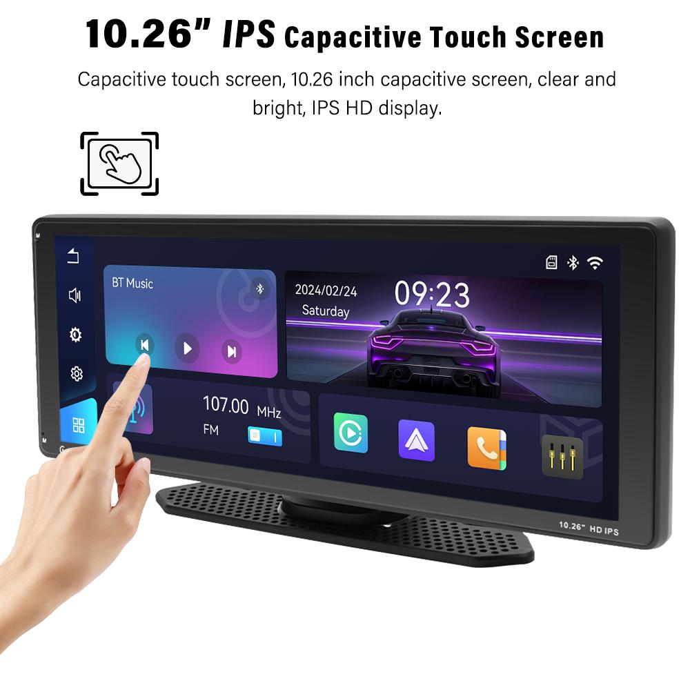10.26'' Portable Car Radio Wireless Carplay HD IPS Display Touch Screen MP5 Player,Built-in Youtube,Mirror Link FM Transmit Autoaudio DSP