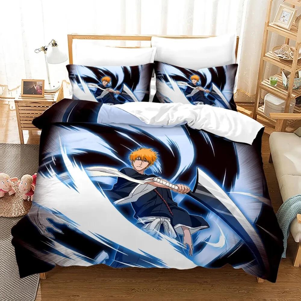 3D Anime Bleach Kurosaki Ichigo Duvet Cover Pillowcase Bedding Collection Double Twin Full Queen King Adult Kids Bedclothes Quilt Cover