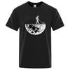 Astronauts Will Fall In Love with the Moon Around Fun Printed Men's Shirts, Soft Summer T-shirts, Hip-hop T-shirts