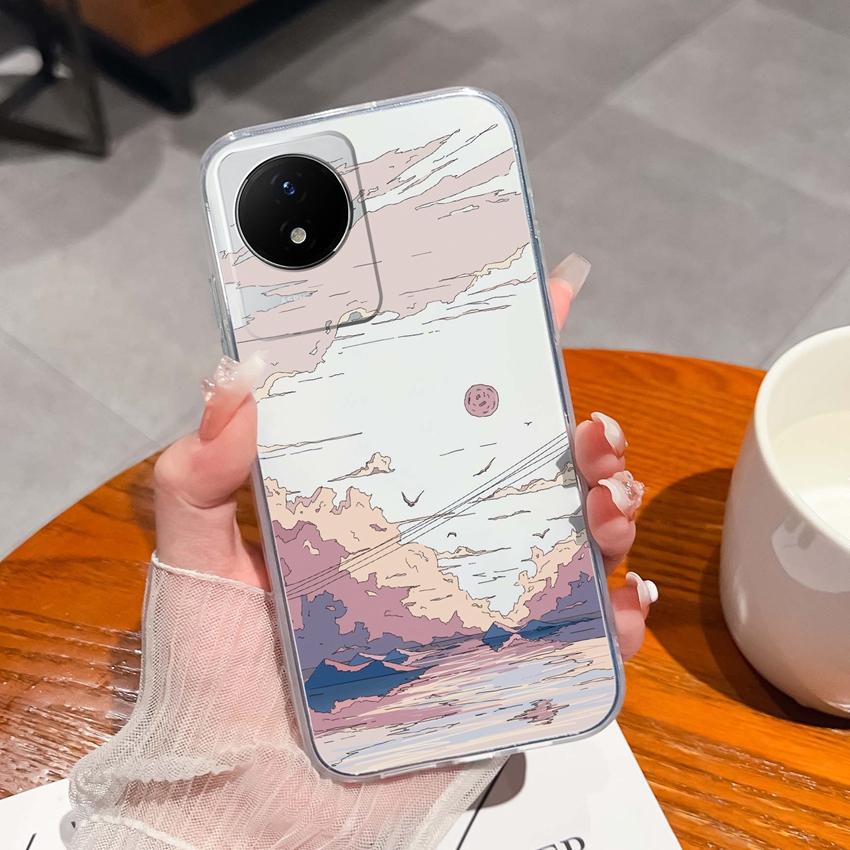 Для Vivo Y02 Y02A Y02S Y10 Y11 Y12 Y12a Y13 Y15 Y15a Y16 Y17 Y19 Прозрачный ТПУ чехол с рисунком океанического кита, противоударная задняя крышка для Vivo, силиконовый чехол для телефона