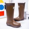 Tall Rain Shoes Women's Fashion Rain Boots Outdoor Waterproof Shoes Rubber Shoes Piled Thickened Waterproof Boots
