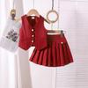 Girls' Fashion Set Summer Children's Casual Vest Top Pleated Skirt Set
