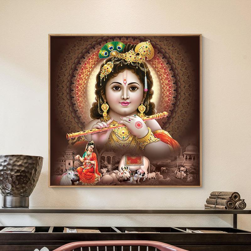 Lord Bal Krishna Hindu God Canvas Painting Religious Hinduism Posters and Prints Wall Art for Home Decoration Cuadros Wall Art