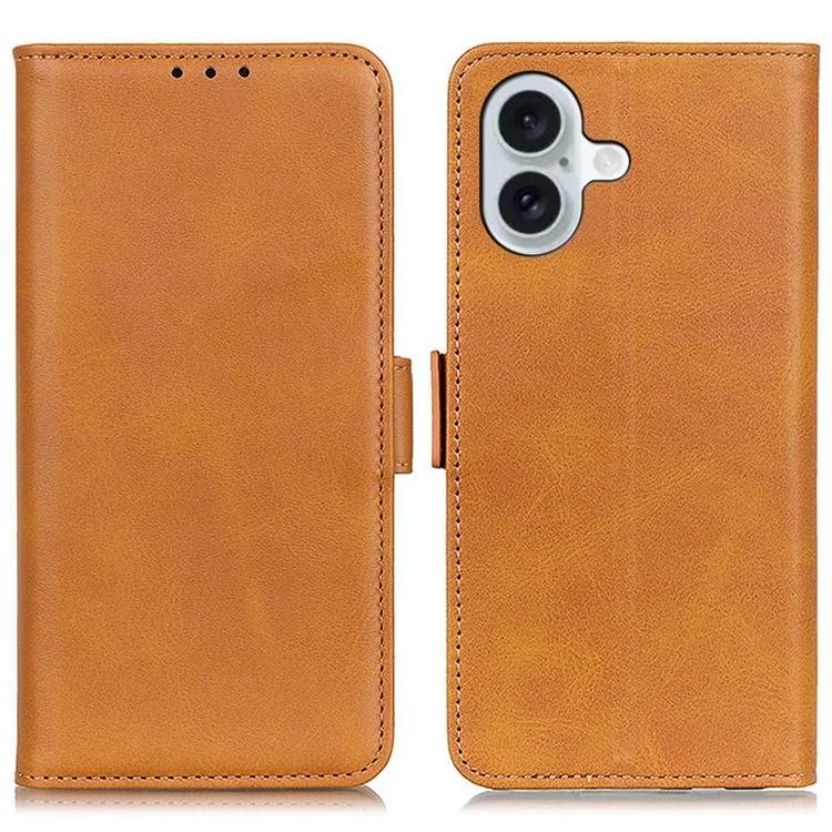 Для iPhone 16 Plus чехол-кошелек из искусственной кожи с боковой магнитной застежкой - черный