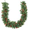 Artificial Christmas garland 180 cm, Christmas decoration, 162 dense branches, pine cones, berry bunches, green
