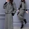 Autumn/Winter Women's Set Vintage Stripe Loose Two Piece Suit Pants Woolen Short Coat Wide-leg Pants Casual Fashion Woolen Cloth Tide Nine Points Suit