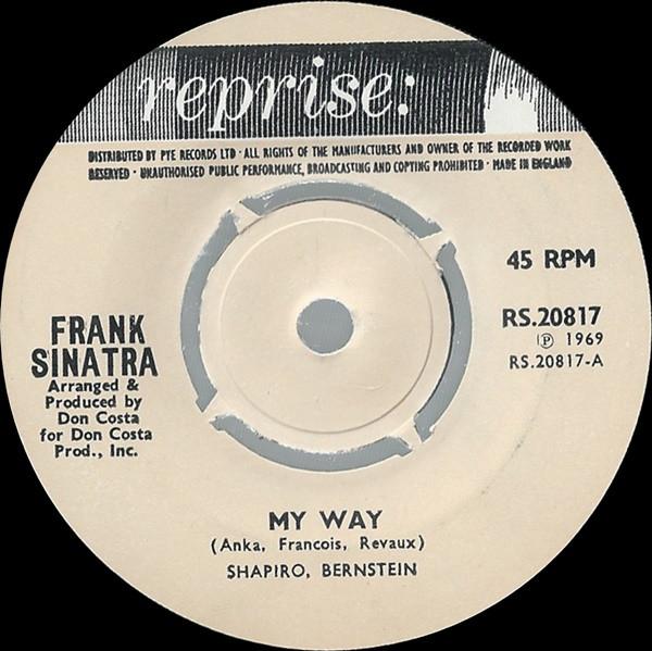 7-дюймовая пластинка Фрэнк Синатра My Way RS20817 Reprise Records 1969 UK Джаз Б/у