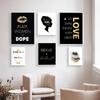 Модная черная девушка с цитатами, золотой постер для губ, роскошная книга, духи, декоративные картины, холст, настенные художественные фотографии, декор для спальни