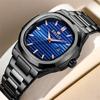 Роскошный золотой ремешок из нержавеющей стали, модные синие стрелки, кварцевые часы для мужчин, водонепроницаемые, светящиеся, Relogio Masculino