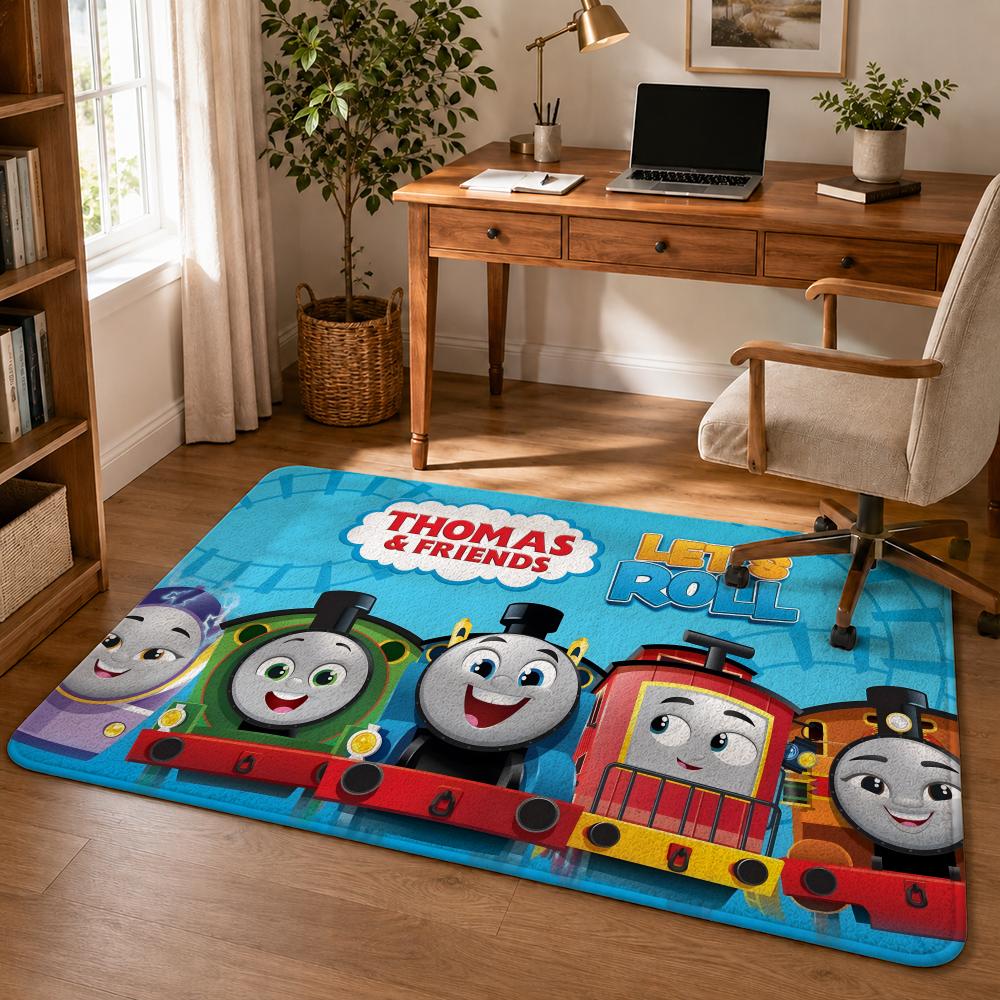 AnimeT-Thomas & Friends Floor Mat Flannel Rug Non Slip Absorbent Soft Washable For Entryway Hallway Bathroom Kitchen Decor