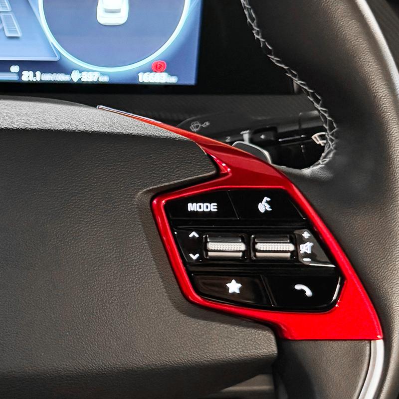 For Kia EV6 Niro SG2 2pcs Red Inner Steering Wheel Button Frame Trim Cover Interior Mouldings Car Upgrade Decoration Accessory