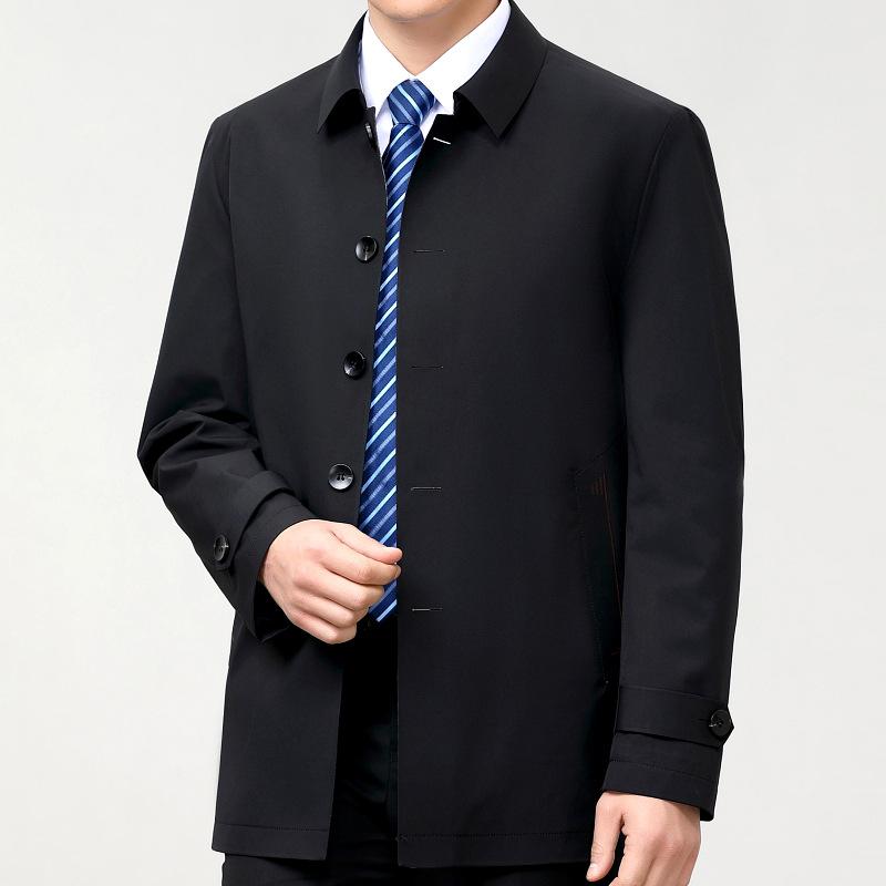 Весна и осень, новый стиль, мужская ветровка среднего возраста из шелка тутового шелкопряда, средней длины, деловая повседневная мужская тонкая куртка высокого класса с лацканами