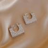 Elegant Diamond-Studded Geometric Square Earrings - Fashionable European and American Style