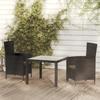 Day and Night - Day and Night 3-piece Garden Dining Set with Black PE Rattan Cushions