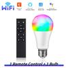 Tuya WiFi LED Light Bulbs 85-265V 12W 15W 18W E27 Alexa Lamp RF 2.4G Remote Google Home Voice Control Colorful Home Lighting