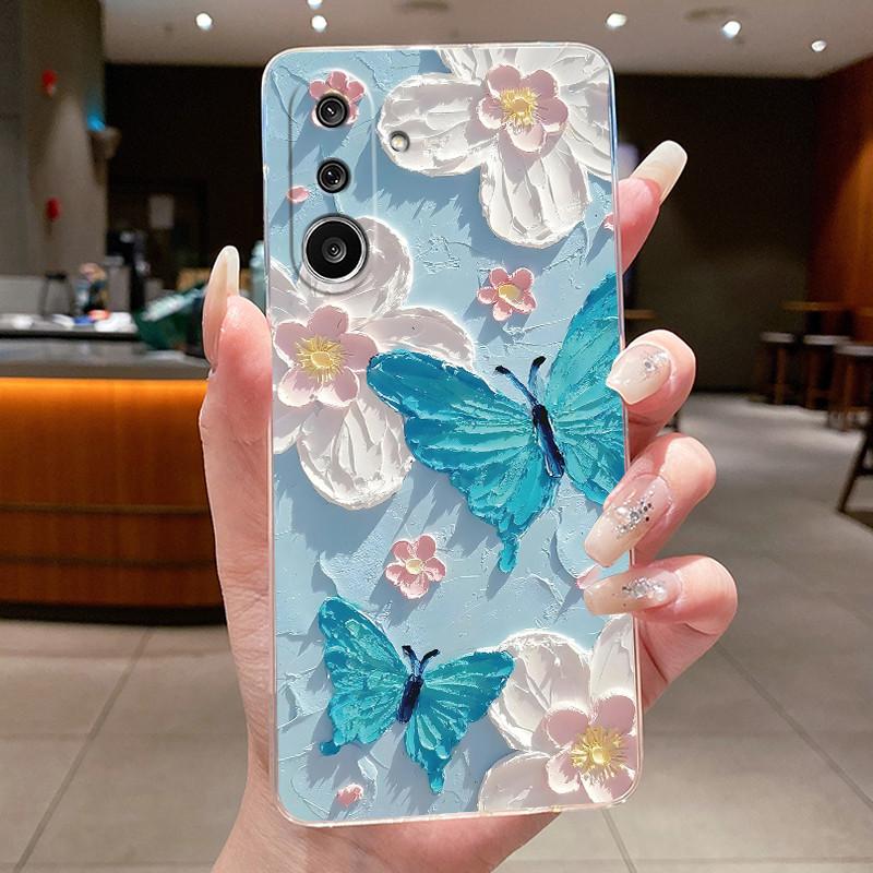 Прозрачный чехол для Samsung Galaxy M56 F56 M16 F16 5G Чехол для телефона Роскошный Модный Цветок Бабочка Прозрачный Мягкий ТПУ Силиконовый Чехол