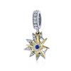 WOSTU 925 Sterling Silver Moon Star Gold Sun Charm AAA CZ Bead Fit Original Bracelet Pendant Lucky Charms DIY Jewelry CQC1135