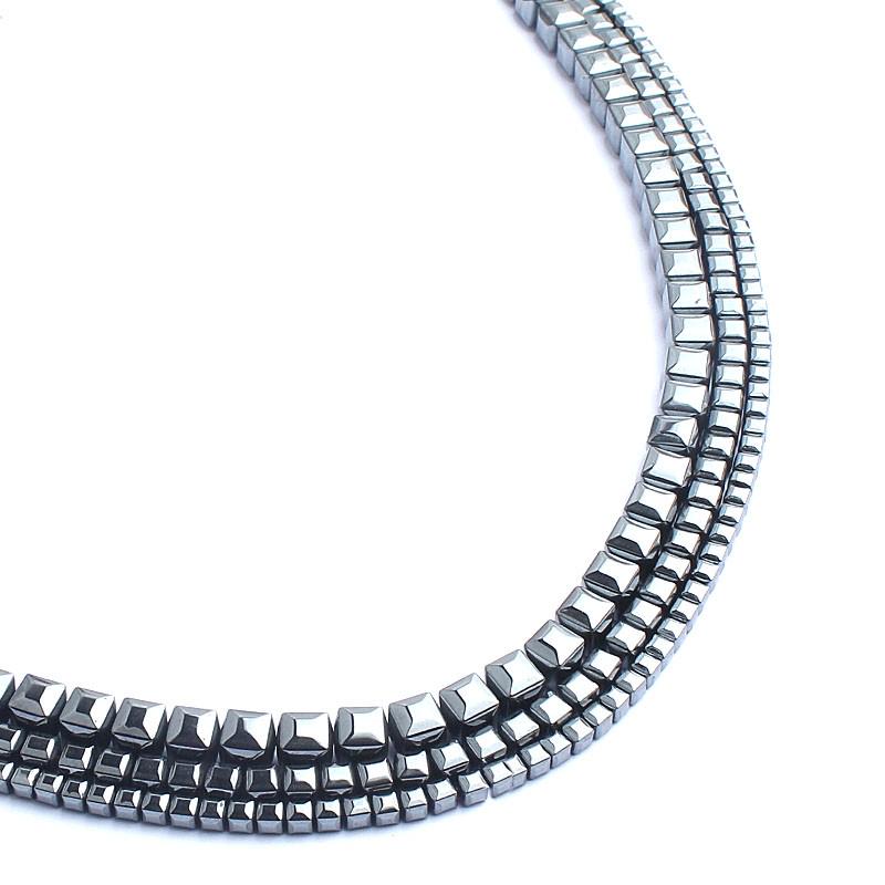Натуральный черный гематитовый камень, бусины в форме куба, гематитовые бусины для изготовления ювелирных изделий, 3/4/6 мм