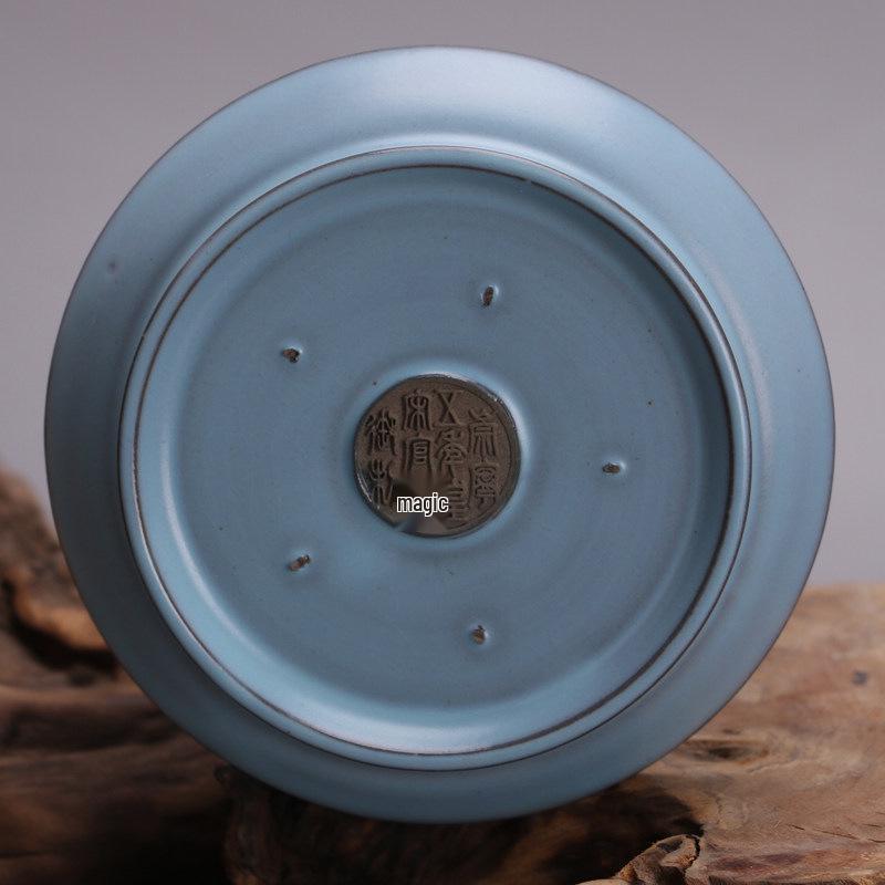 Song Dynasty Ru Kiln Blue Glaze Lotus Pod Incense Burner - Antique Style Collectible Porcelain Display.