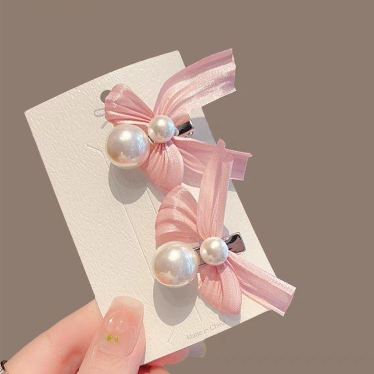 Сетка Бант Жемчуг Зажим для Волос Женский Корейский Праздничная Мода Утиный Клюв Зажим Аксессуары для Волос