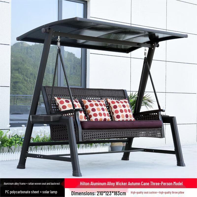 OEING Outdoor Hilton Three-Seater Aluminum Patio Swing