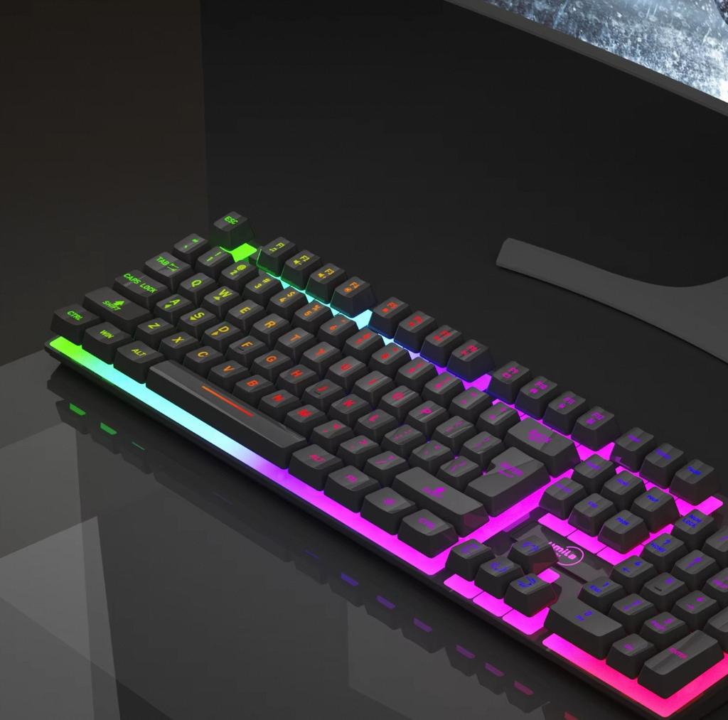 New High Quality Full Size Membrane Gaming Keyboard RGB Backlit USB Wired for Desktop
