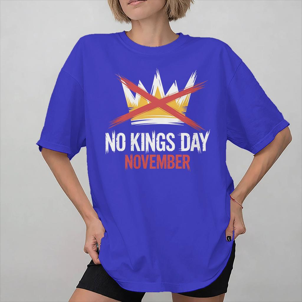 No Kings In America Graphic Printed T Shirts Unisex Women  Cotton  Tee Shirt Clothing